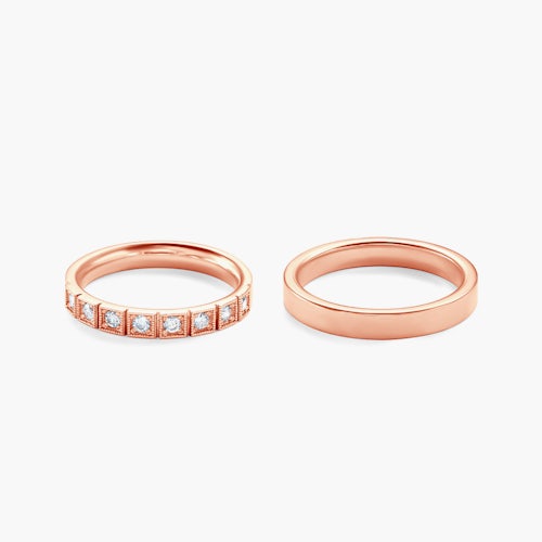 Obrączki ślubne: różowe złoto, płaskie, 3 mm